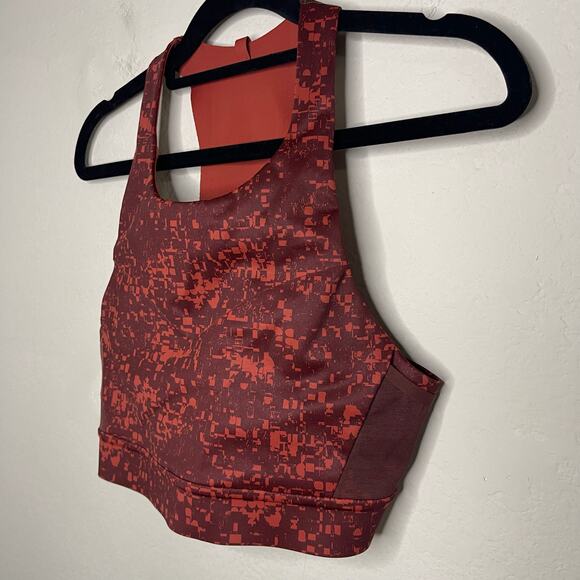 Brooks Drive 3 Pocket Run Sports Bra in Glitch Print/Koper - Size 36 A/B - Picture 6 of 7